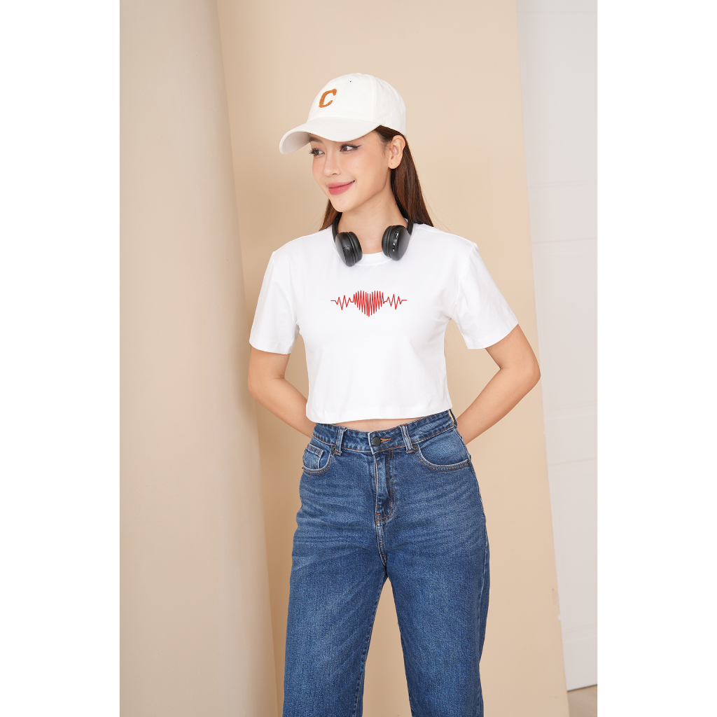 Áo croptop rộng in hình nhịp tim - Áo laptop rộng thời trang chất cotton Loza GT6577_thumbnail_0