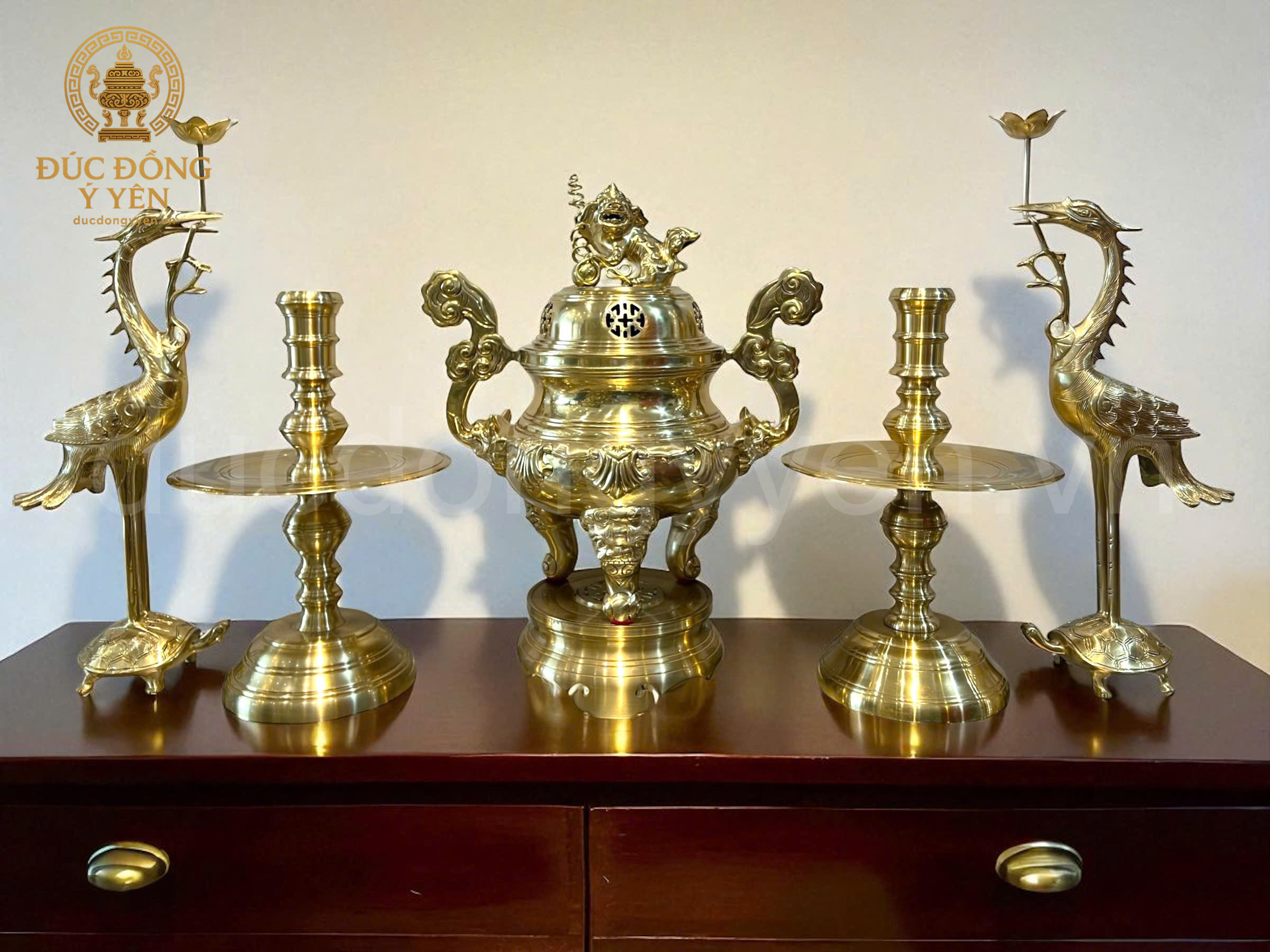 Bộ đỉnh thờ ngũ sự cao 50cm  đồng cát tút