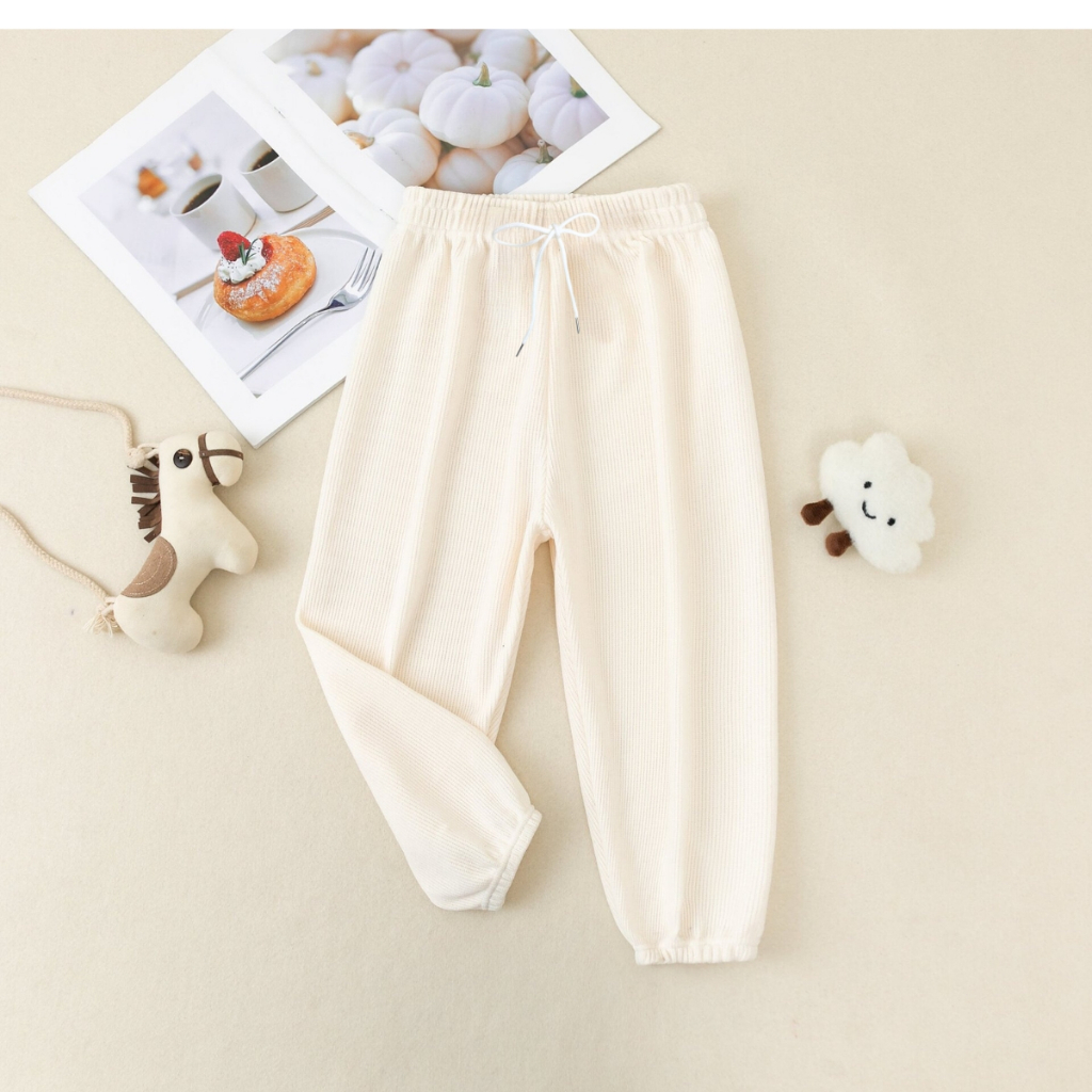 Quần dài cho bé trai và bé gái bo gấu, dây rút size cho bé từ 15-35kg - Quần dài trẻ em Loza Kids QE7005_02 QE7005