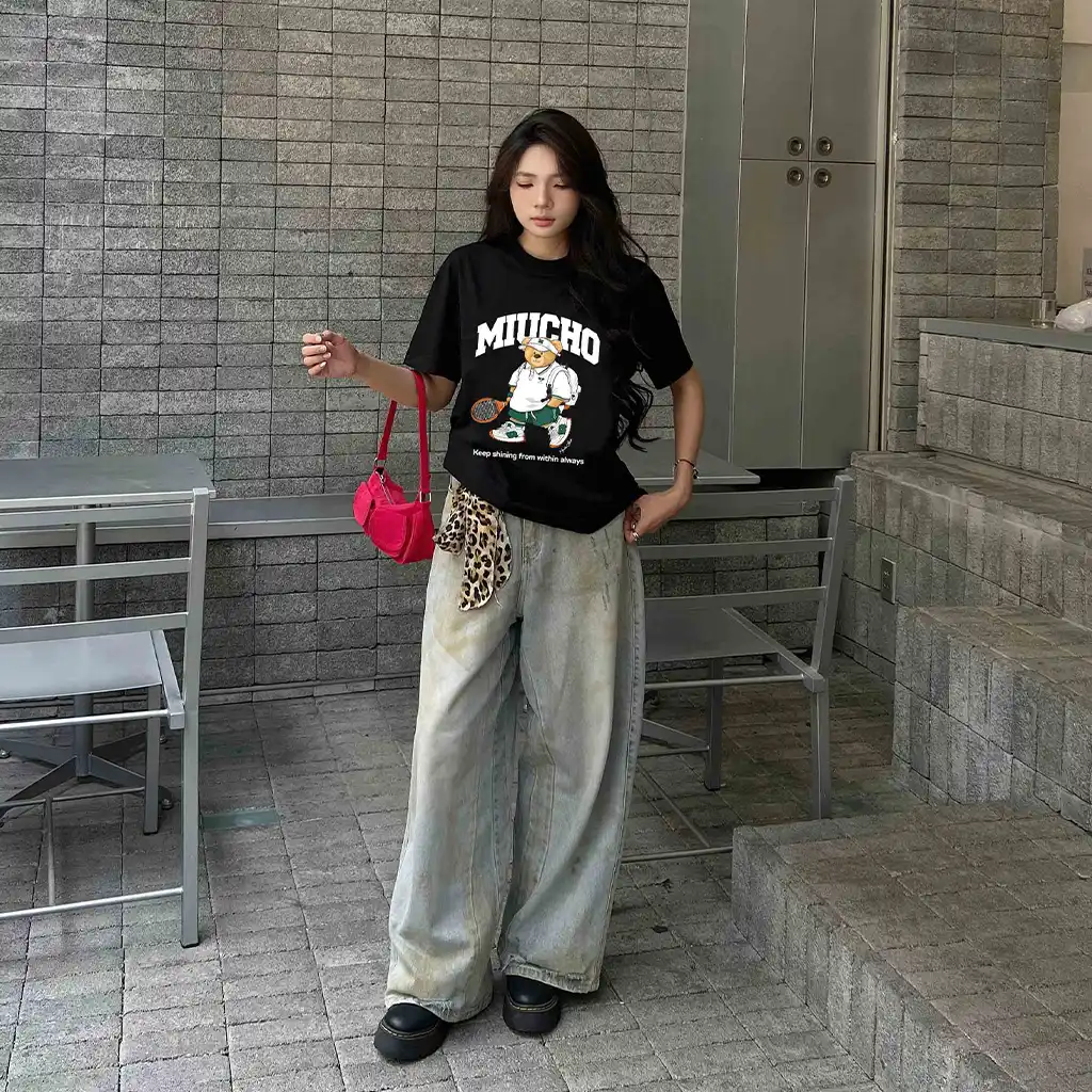 Áo thun form rộng Miucho Gấu Teddy 3111_thumbnail_4
