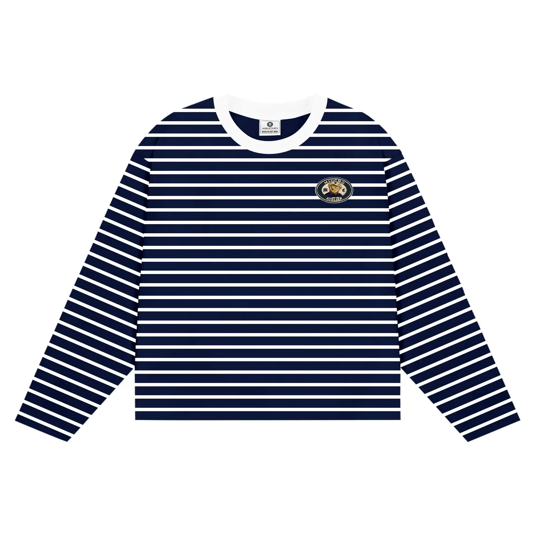 Áo thun boxy nữ Miucho vải bo rip thoáng mát tay dài kẻ sọc cổ tròn hình nhỏ basic in mix 2706_thumbnail_5