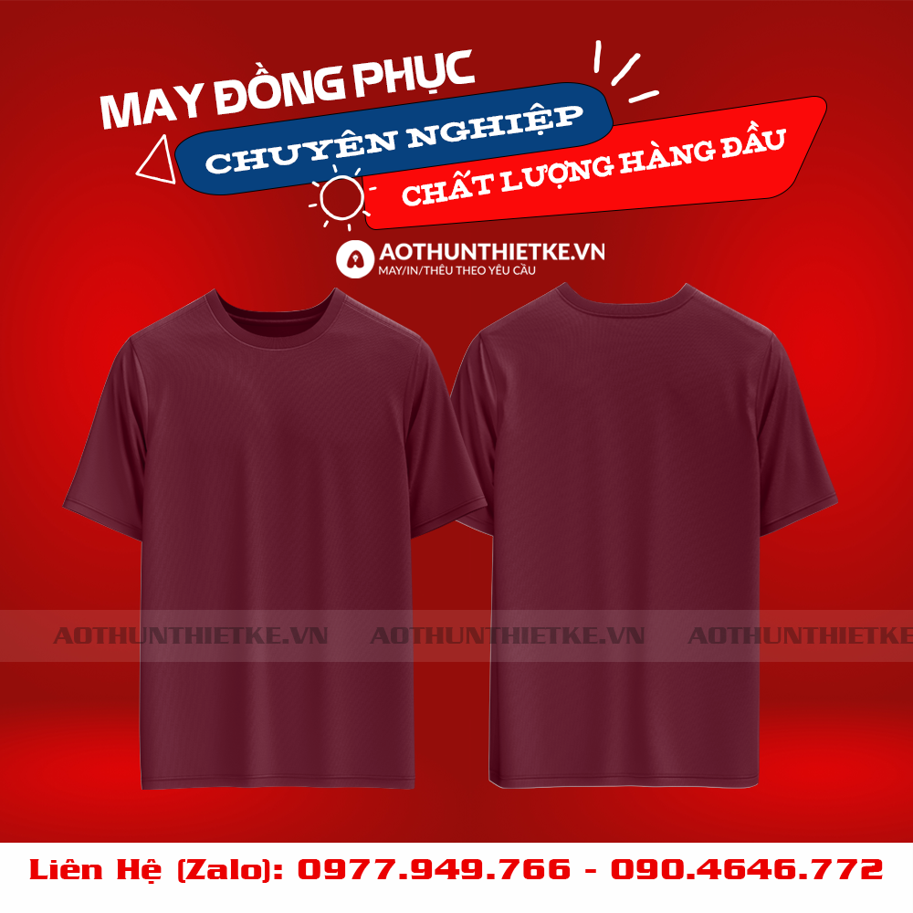 Áo Đồng Phục Cổ Tròn Đỏ Đô