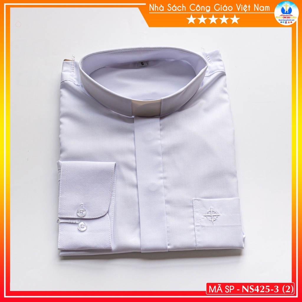 Áo Sơ Mi cổ côn linh mục dài tay NS425-3 Quà tặng  Lễ quan thầy, truyền chức, sinh nhật cha xứ