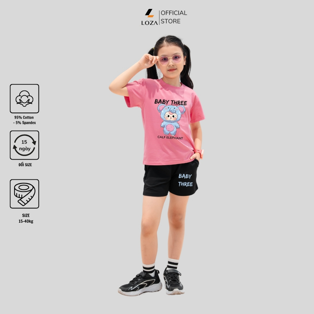 Bộ đồ bé gái in hình 'Baby three V3' - Loza Kids BD010_thumbnail_6