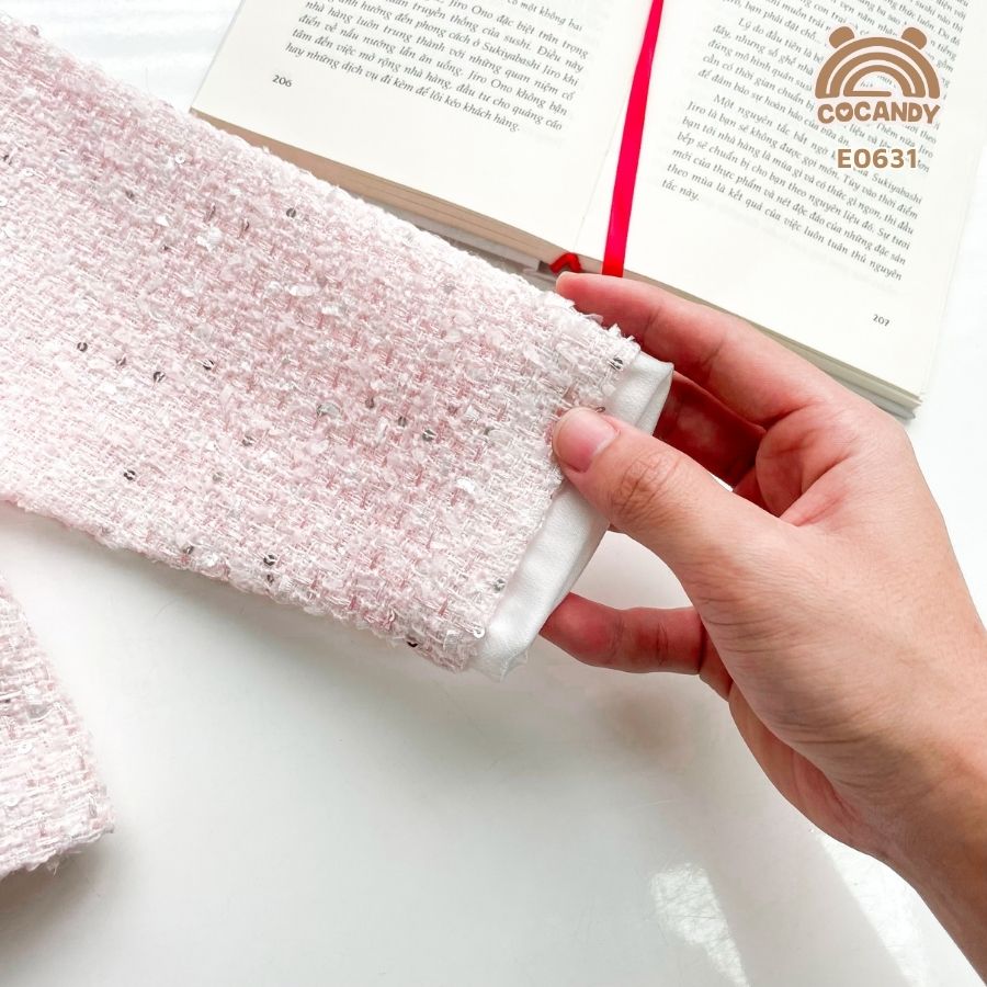 Áo khoác dạ Tweed HỒNG tiểu thư cổ choàng_thumbnail_4