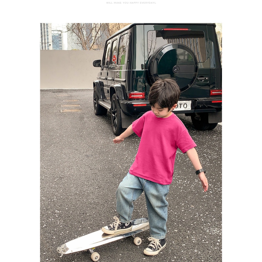 Áo thun trơn cho bé form rộng AEDT01 Miucho Kid 100% vải cotton thoáng mát basic_thumbnail_8