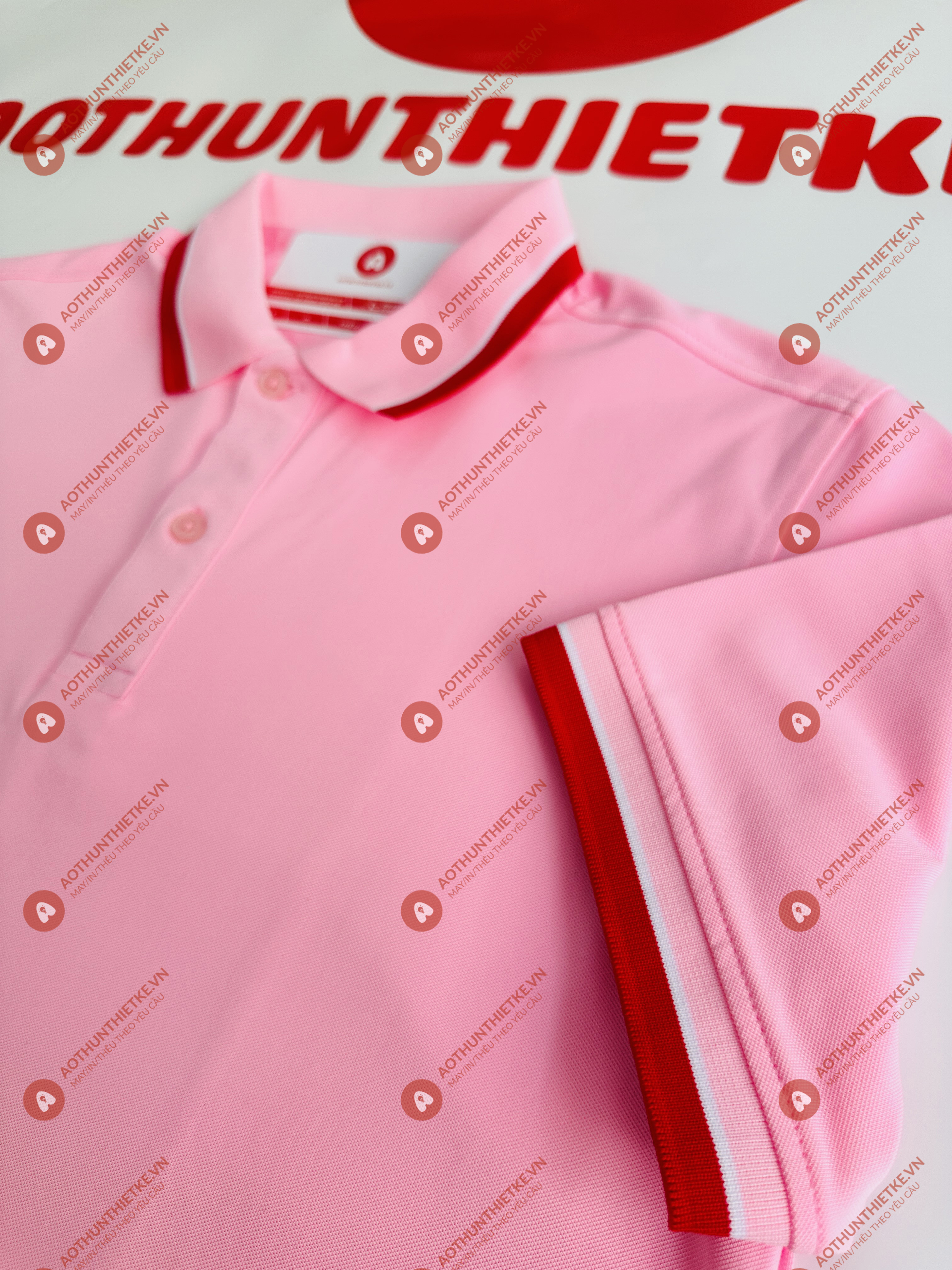 Áo Đồng Phục Polo 2 Sọc Hồng Phấn_thumbnail_2