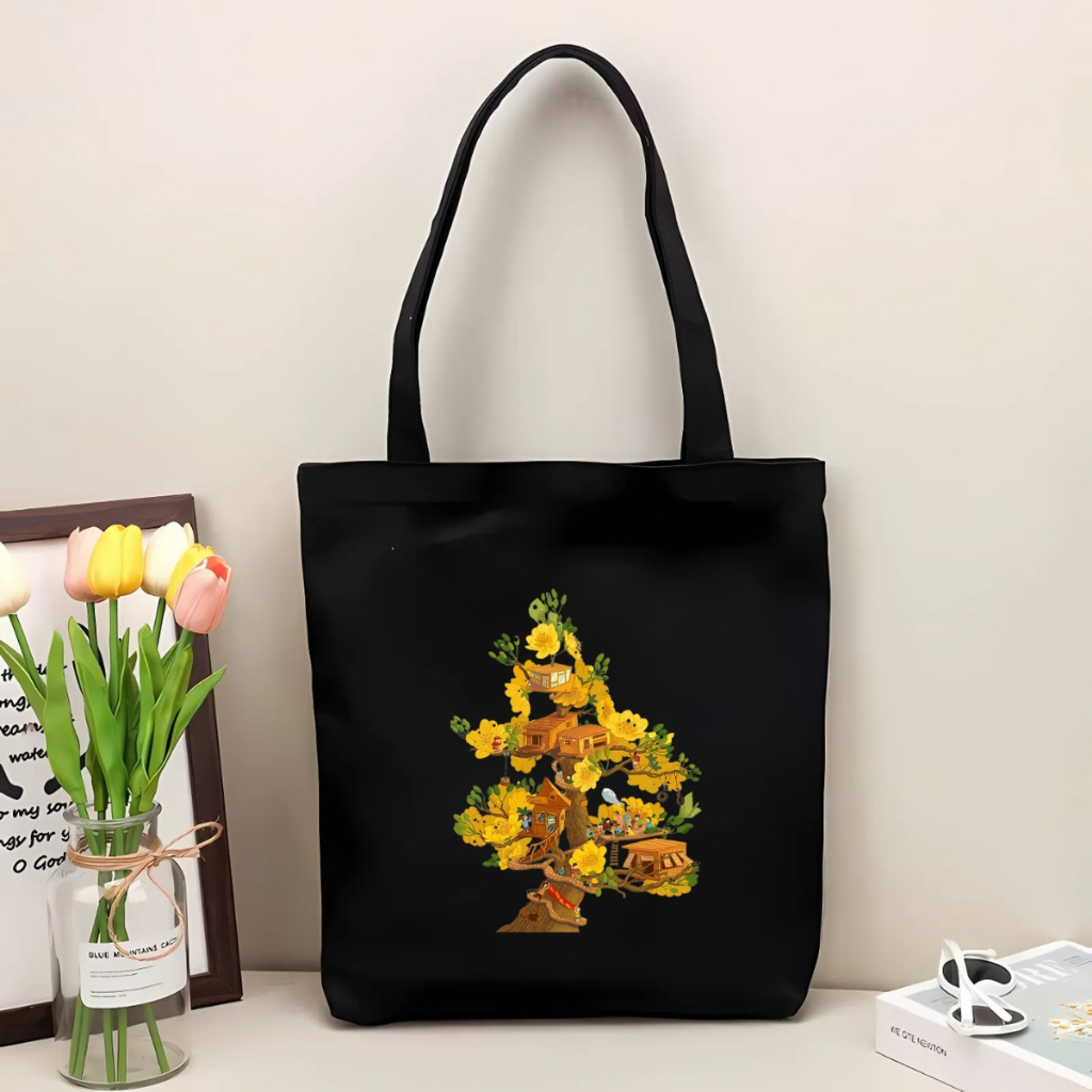 Túi tote vải canvas hình Tết đeo vai, có khoá kéo và ngăn phụ - 𝐖𝐞 𝐓𝐞𝐞 TOTE08_thumbnail_6