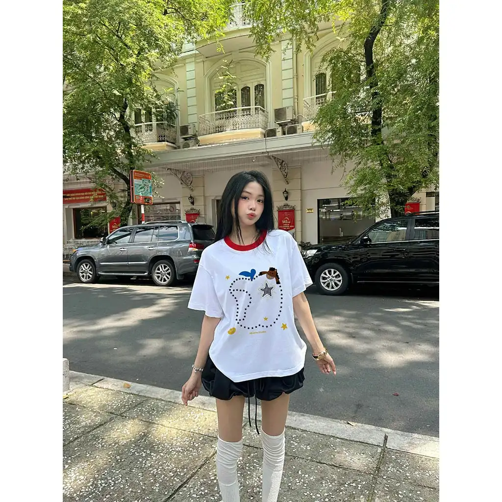 Áo thun boxy phối cổ mix màu đáng yêu Miucho thoáng mát dày dặn đứng form 2967_thumbnail_3