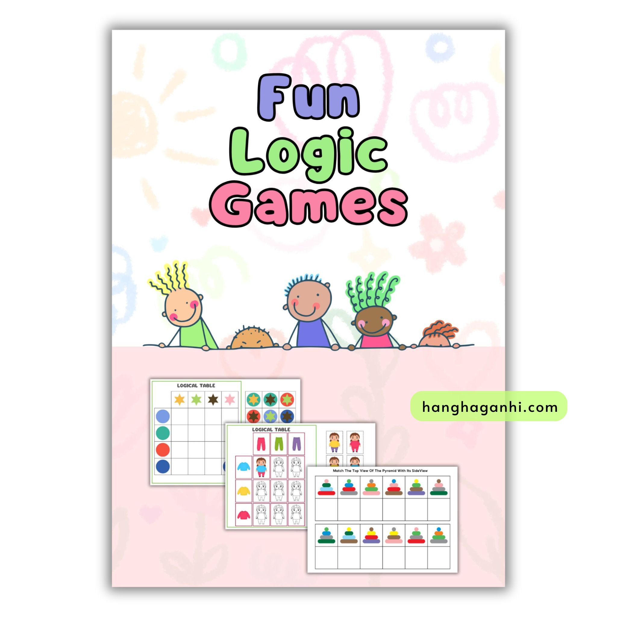 Học liệu Fun Logic Games, bóc dán viết xóa tặng kèm bút, học liệu tư duy cho bé từ 2 tuổi