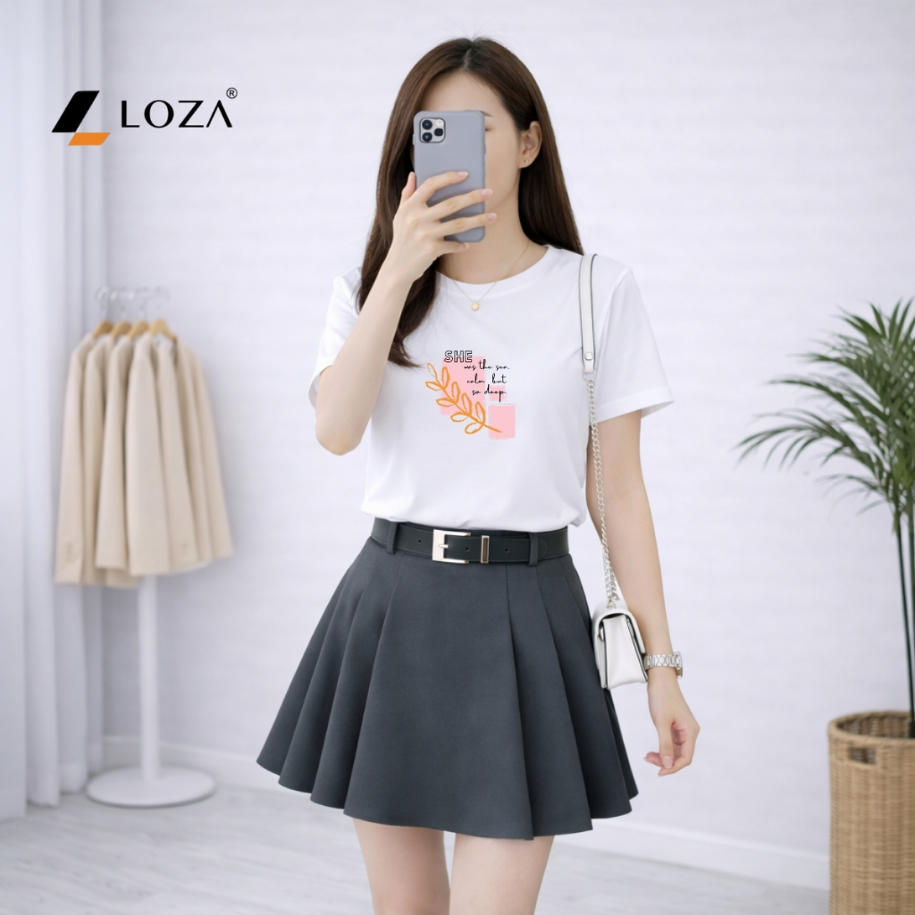 [Form vừa] Áo phông nữ dáng vừa màu trắng nhiều hình xinh - Loza G0452_thumbnail_8