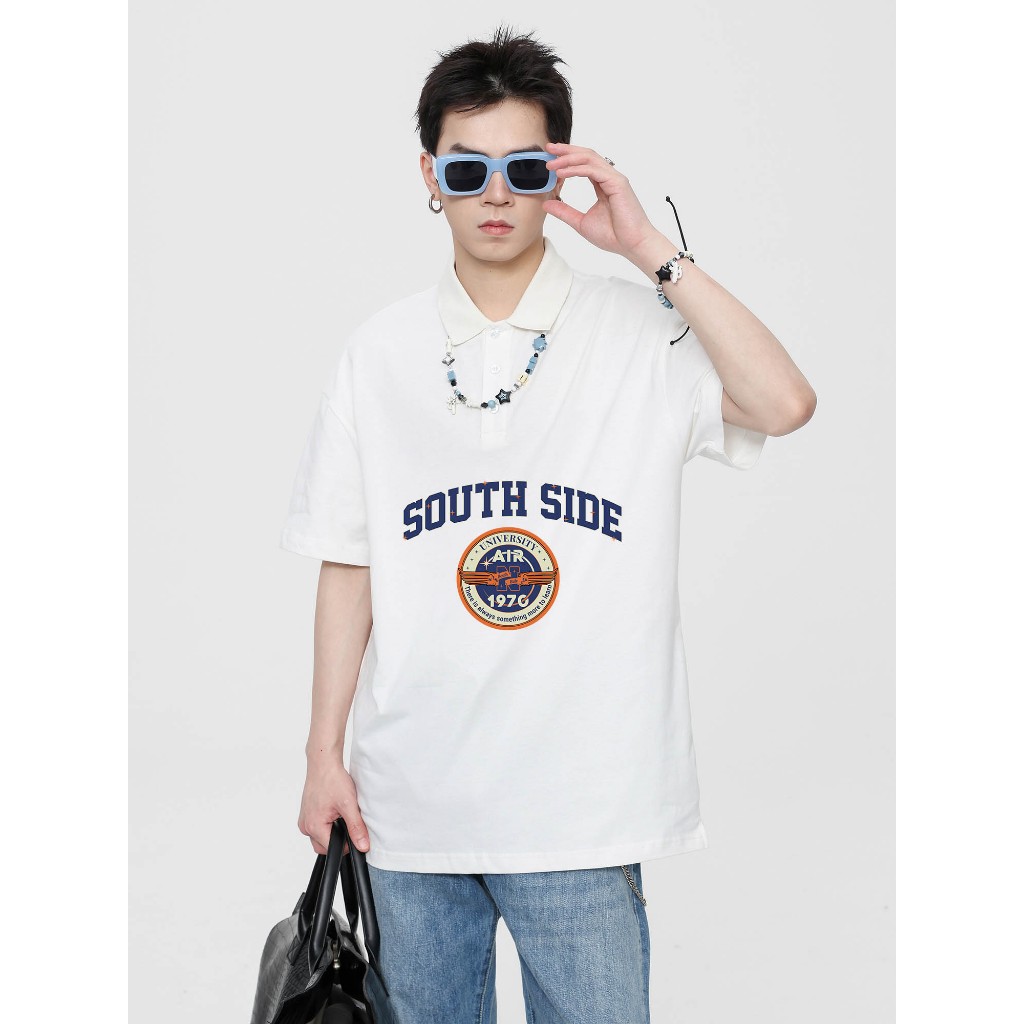 Áo polo nam form rộng đẹp PLD182 Miucho Man tay lỡ vải cotton mềm mại cho nam in Typography_thumbnail_3