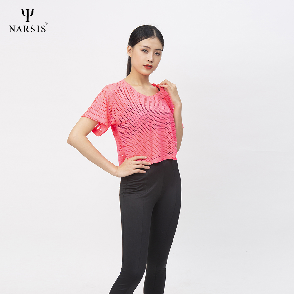 ÁO LƯỚI THỂ THAO HỒNG NỮ L0009 NARSIS PE NHẸ, THOÁNG KHÍ, THẤM MỒ HÔI, CHẤT LIỆU BỀN, CHỐNG NẮNG_thumbnail_0