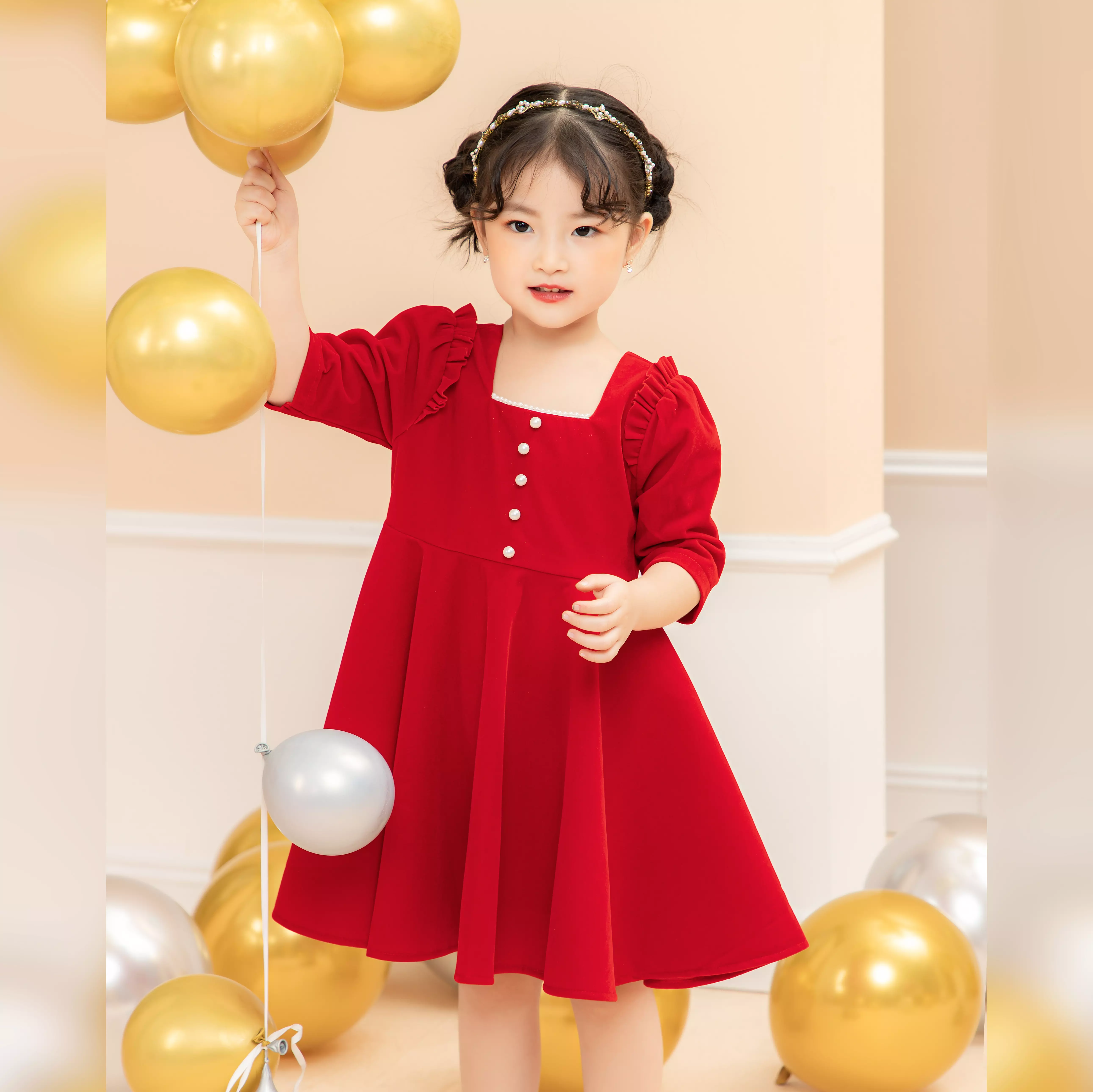 Váy nhung cổ vuông đính ngọc_thumbnail_2