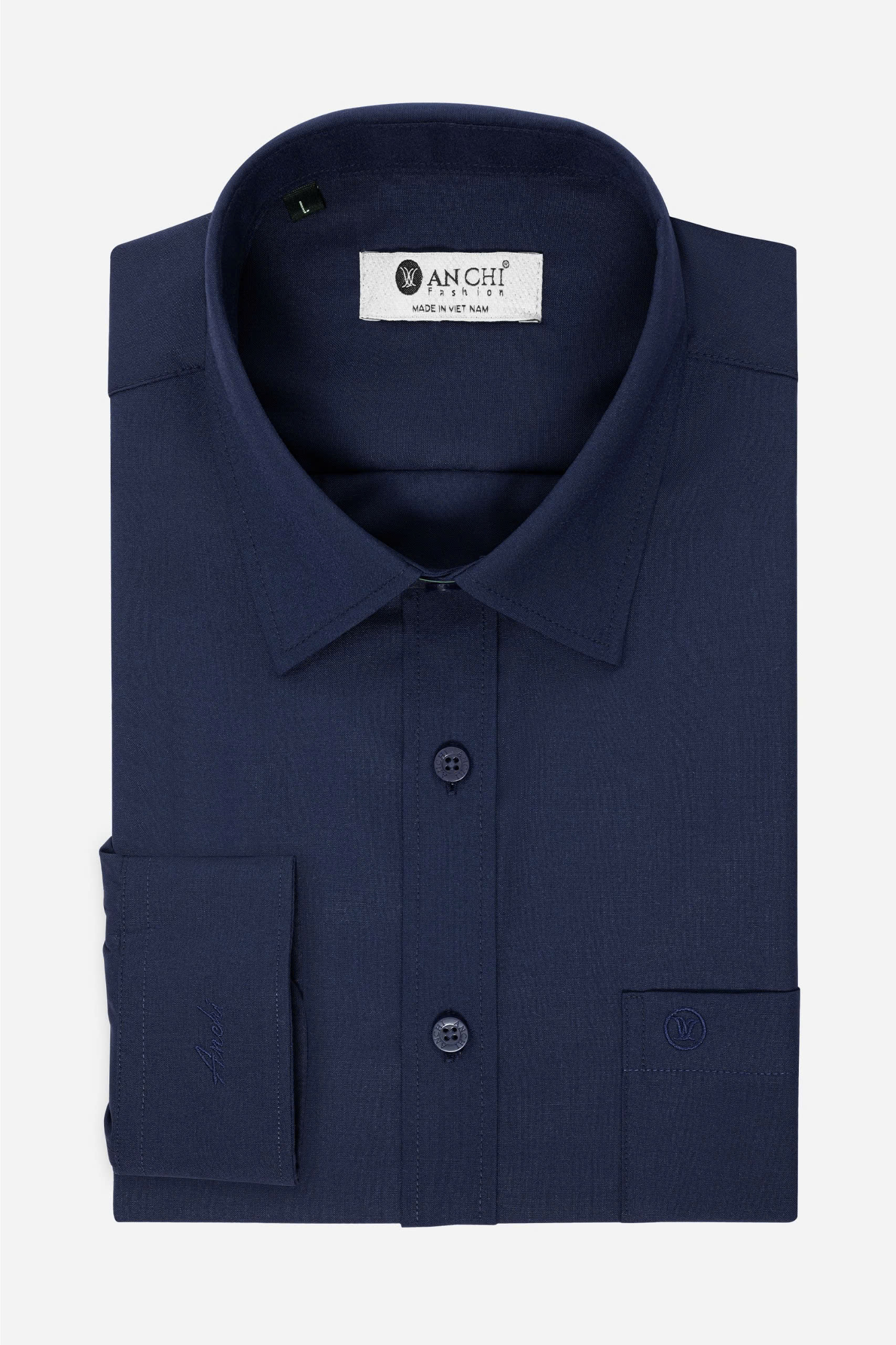 Sơ Mi Trơn Dài Tay Nam Trung Niên ANCHi Chất Liệu Cotton Nhập Khẩu Màu Trắng_thumbnail_32