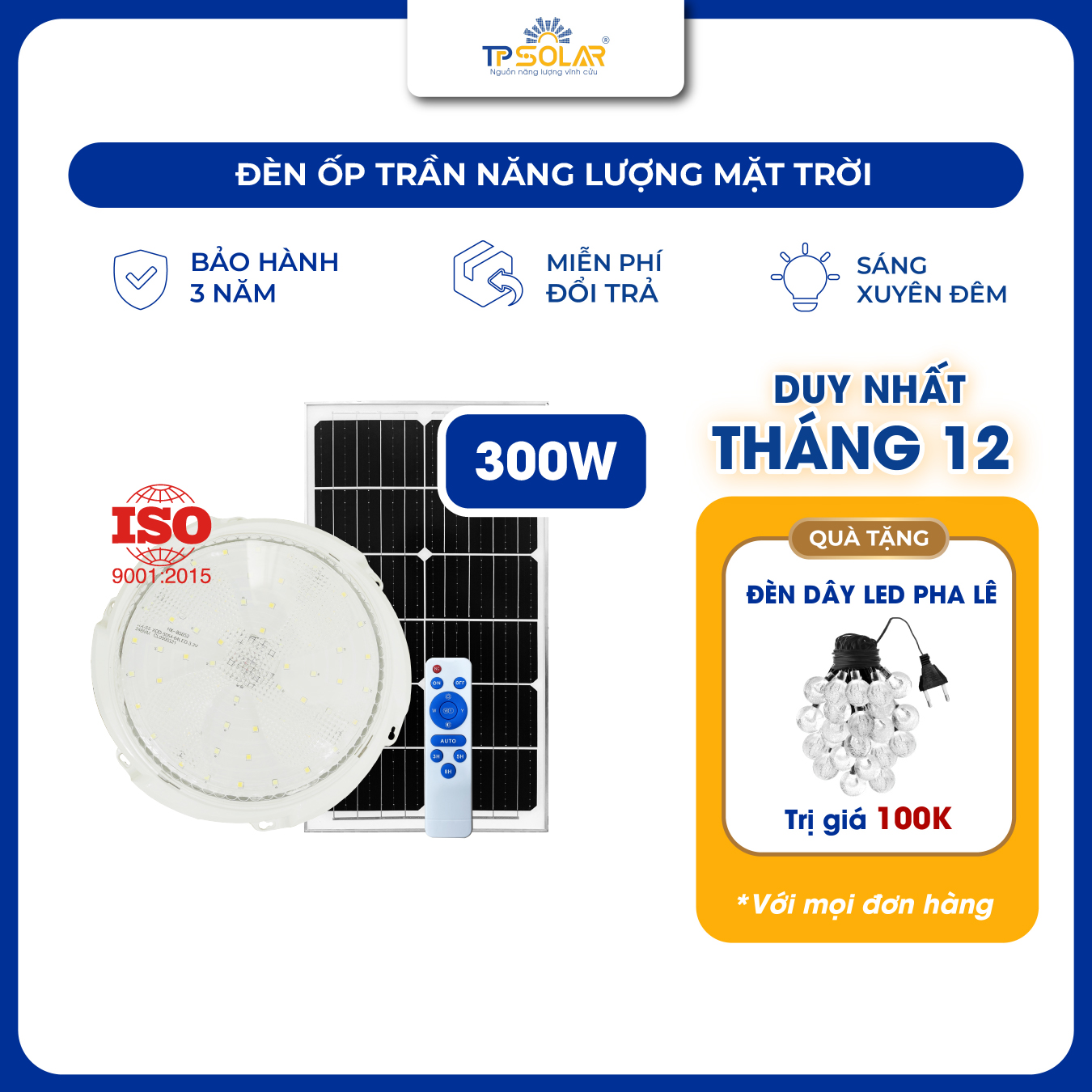 Đèn ốp trần năng lượng mặt trời (TP.OT01.300 / TP.OT01.600)