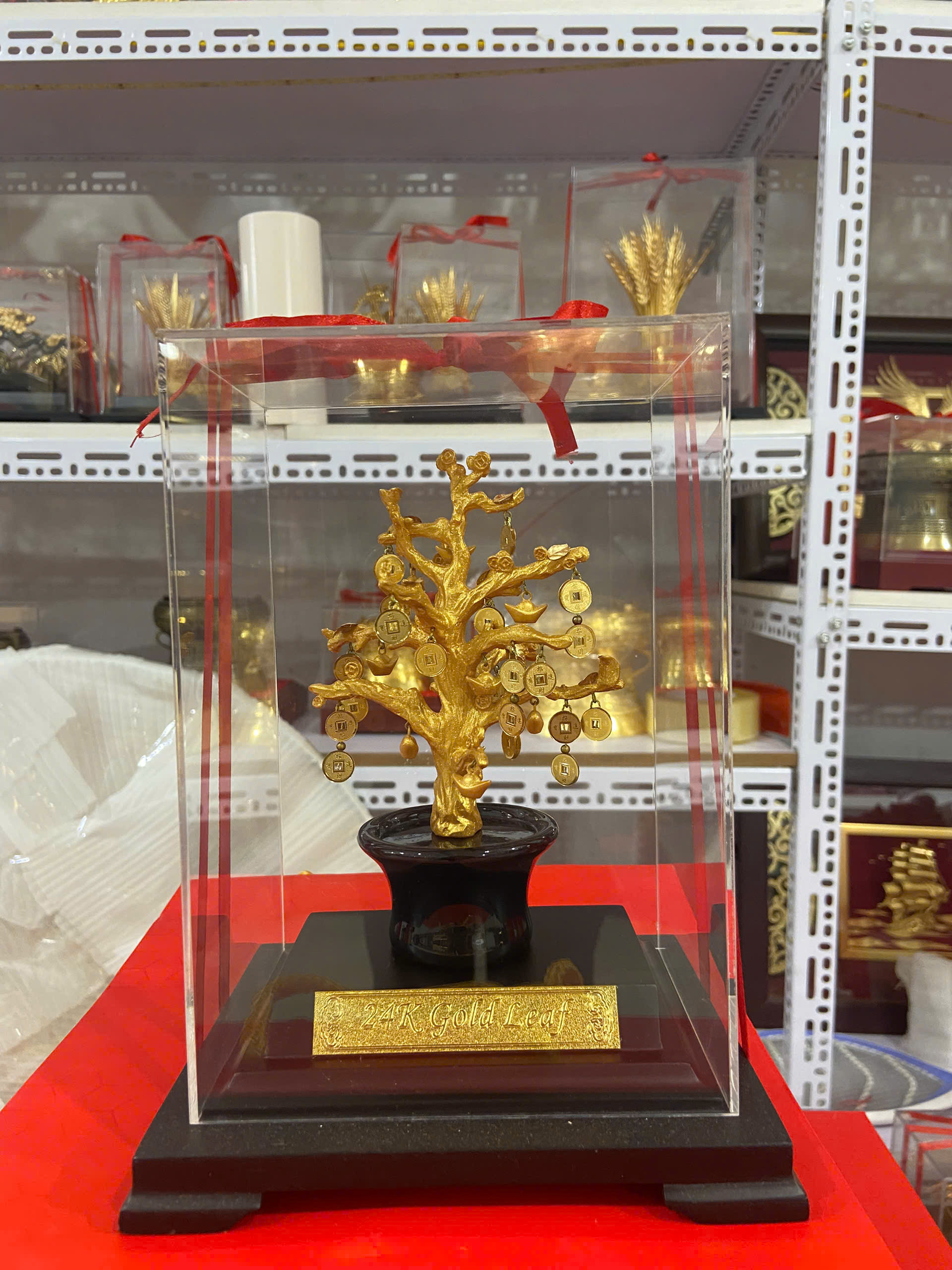 Chậu Cây Tài Lộc Phong Thủy mạ  Vàng 24k 17x14x22cm     _thumbnail_3