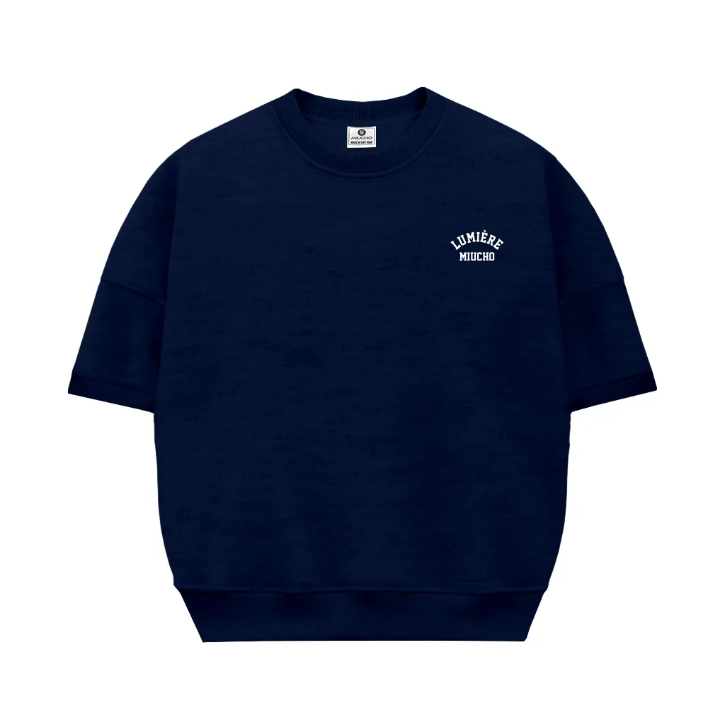 Áo sweater boxy thiết kế basic tay ngắn chuẩn form 2615 Miucho vải nỉ 2 da thoáng mát thấm hút mồ hôi tốt_thumbnail_9