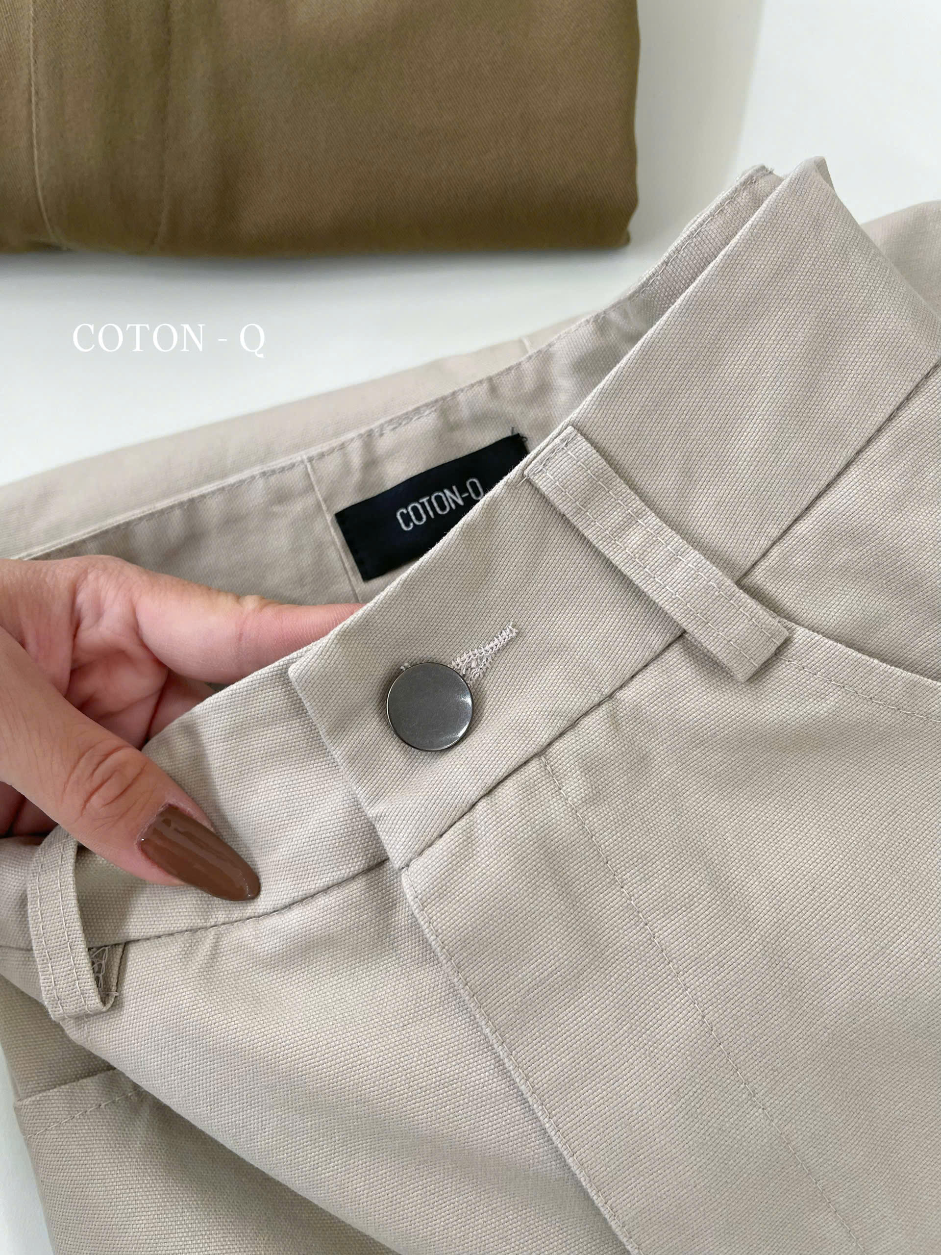 Chân váy dài Coton Q kaki xẻ sau ( BE )_thumbnail_4