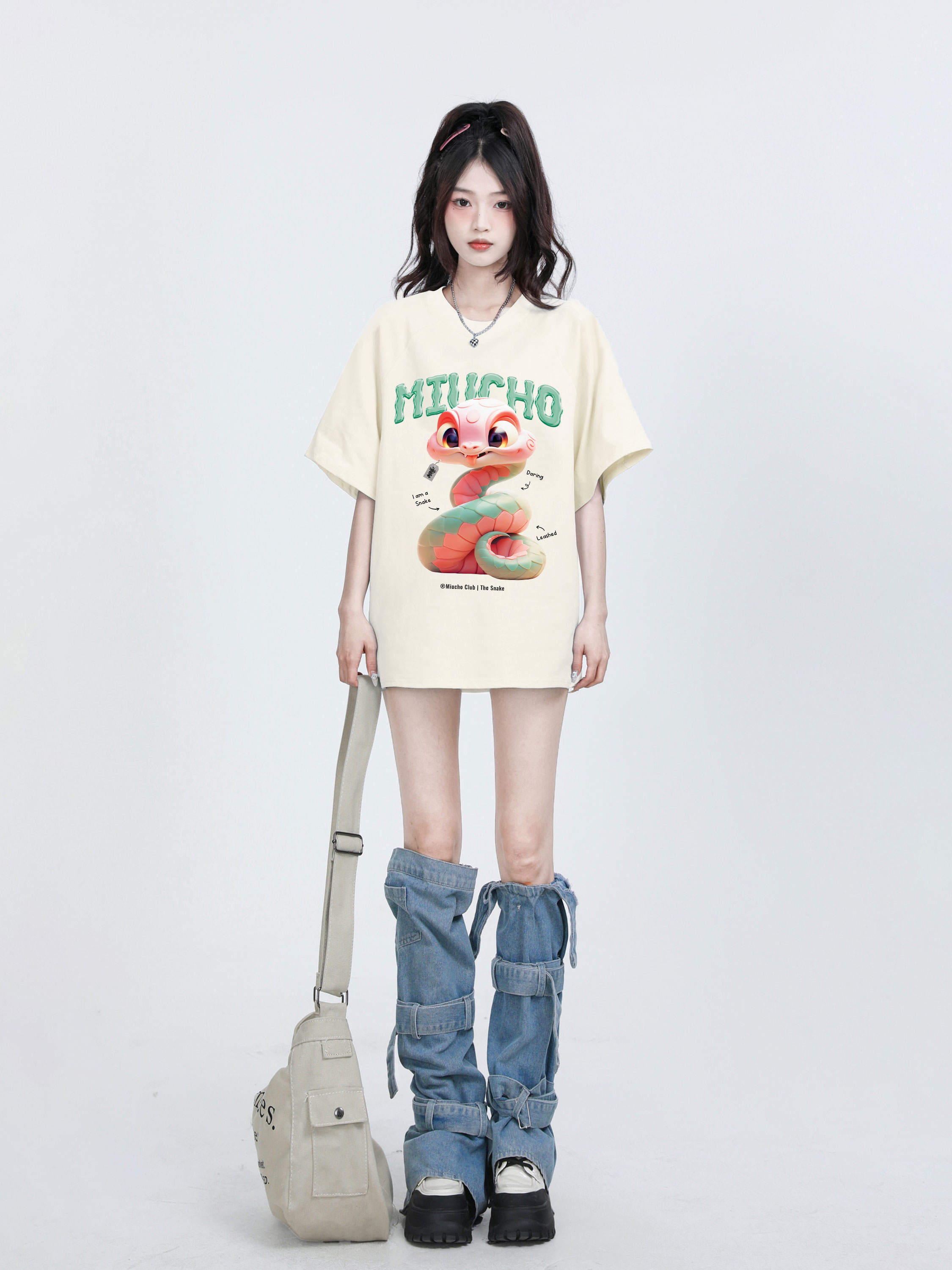 Áo thun form rộng 12 con giáp tuổi Tỵ ATD1246 Miucho tay ngắn cổ tròn in mix_thumbnail_7