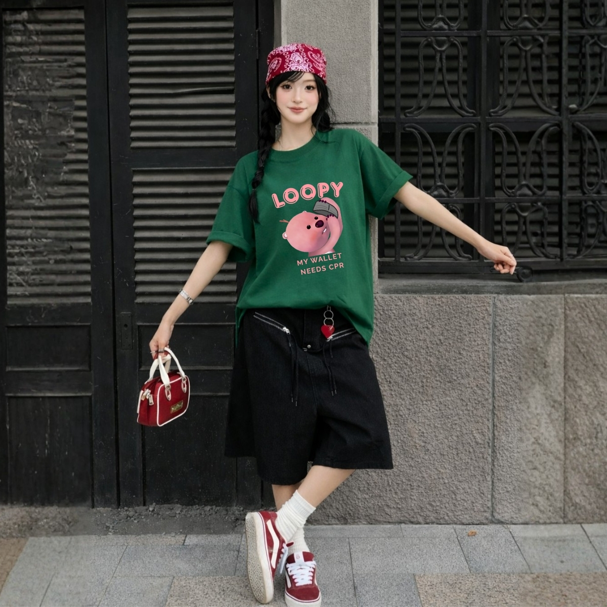 Áo thun unisex UX30-1131 hình LOOPY hồng dáng oversized local brand WETEE_thumbnail_8