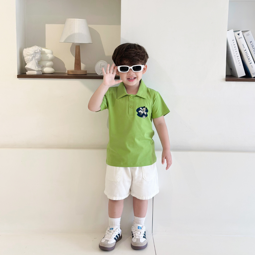 Áo polo bé trai nhiều màu hình Mickey chất thun cotton 4 chiều - Áo phông trẻ em cổ bẻ LOZA G0424_thumbnail_2