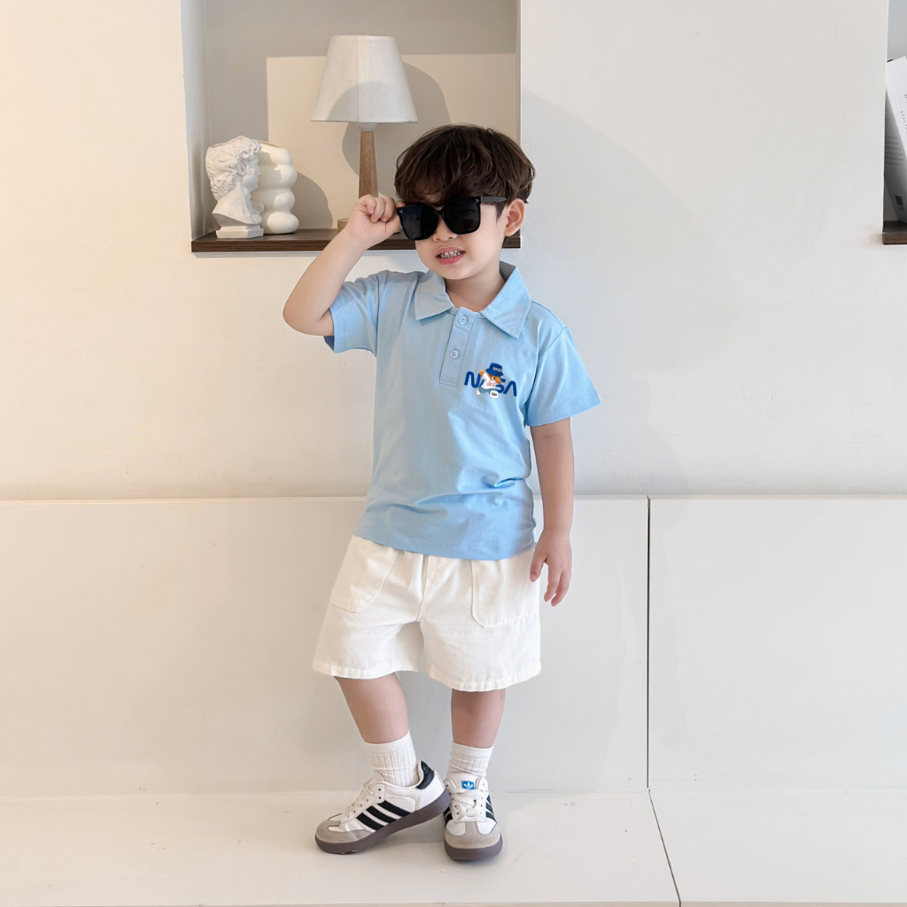Áo polo bé trai in hình gấu NASA nhiều màu chất cotton 4 chiều  - Áo thun có cổ cho bé Loza Kids PL3235_thumbnail_4