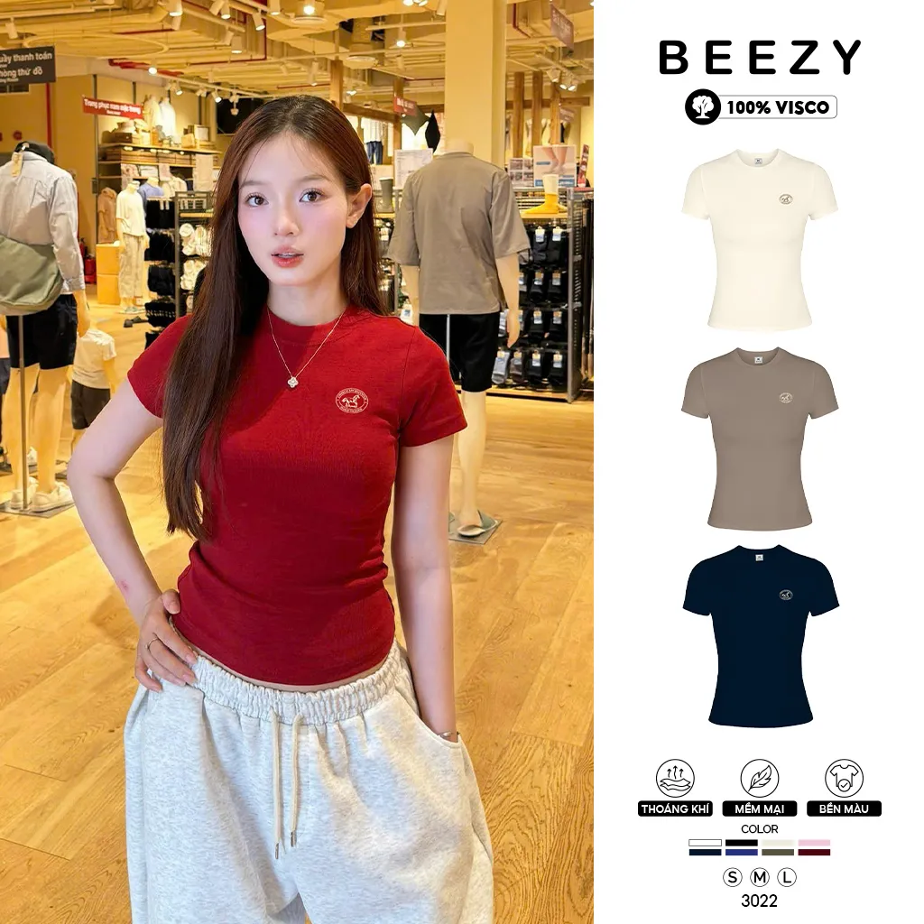 Áo baby tee Tết Bính Ngọ Beezy vải visco mềm mại thoáng mát ôm body hack dáng in mix 3022