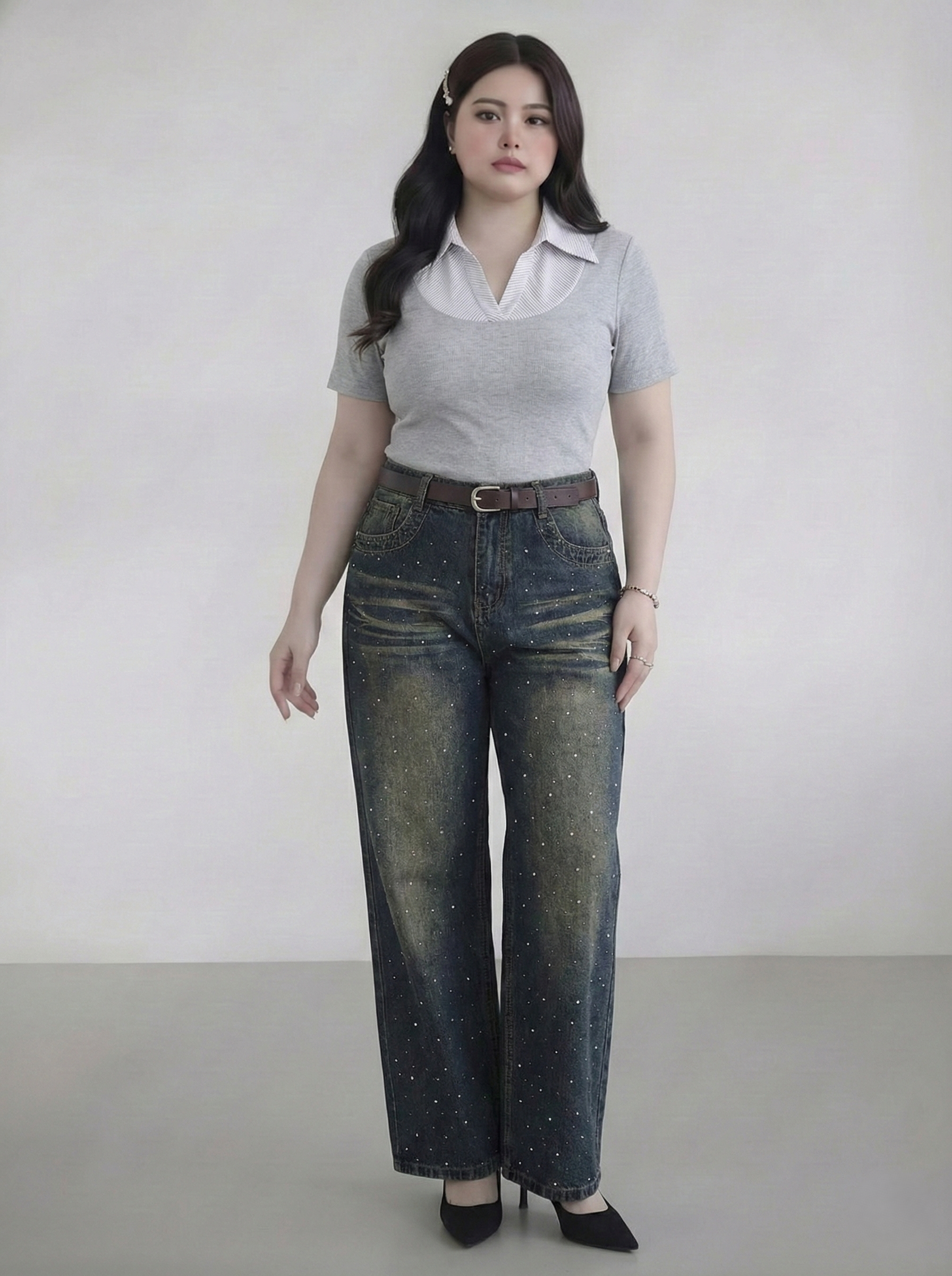 BIGSIZE NỮ- Quần suông ép đá T-QJ611