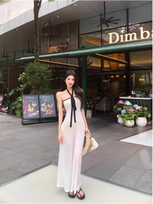 Đầm maxi hở lưng buộc nơ cổ quyến rũ_thumbnail_5