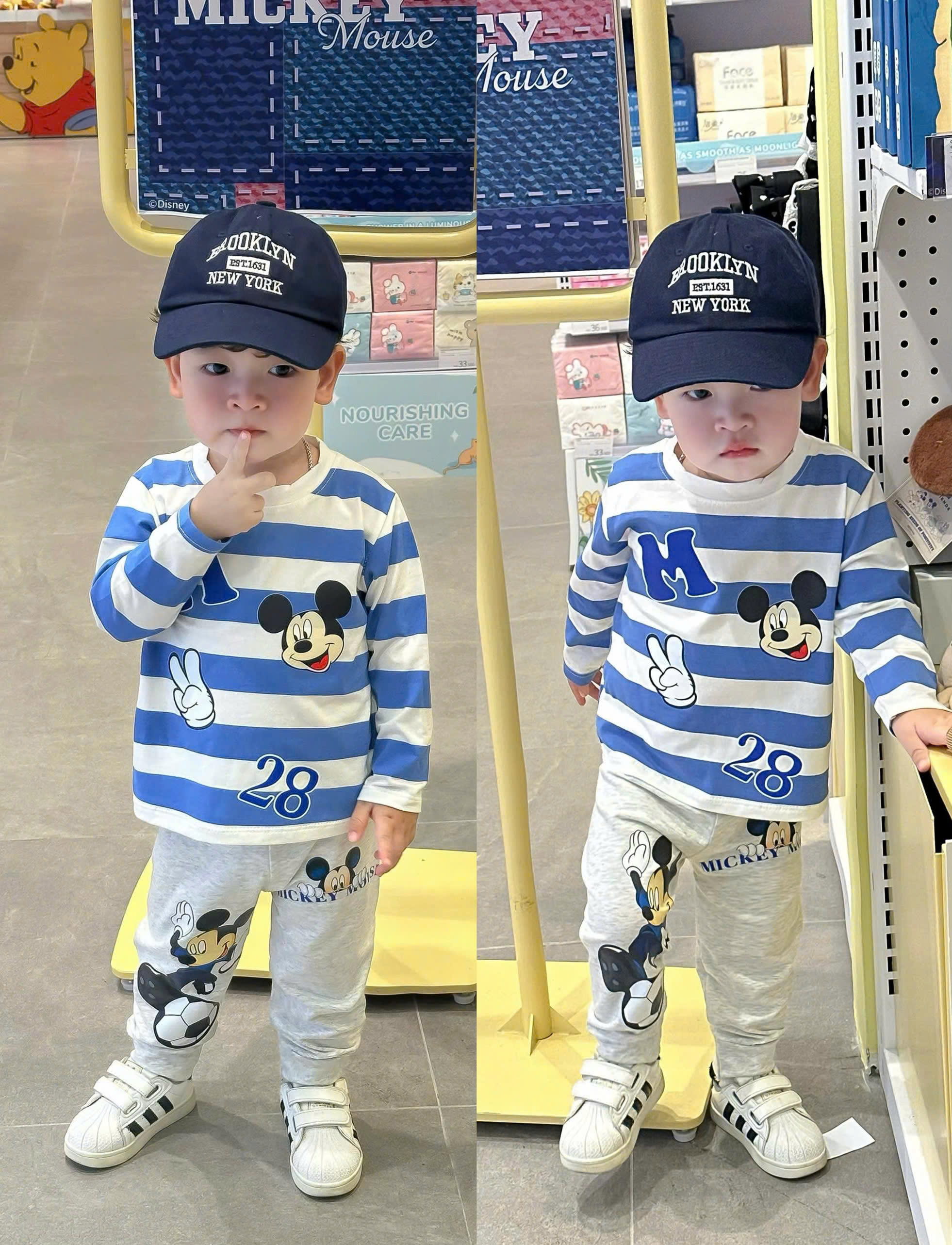 R32 SET 2 BỘ DÀI TAY MICKEY SỌC XANH CHỮ M - A100.264_thumbnail_2