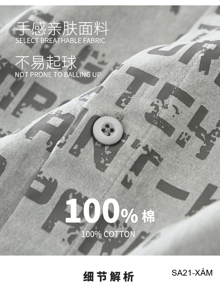 SA21 - Áo sơ mi nam dáng rộng phong cách Nhật Bản, cổ bẻ, tay dài, họa tiết chữ, chất cotton mềm mại_thumbnail_15