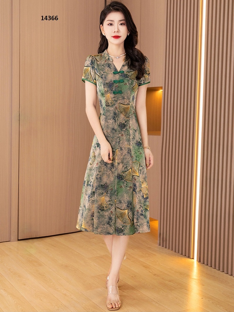 14366-Đầm form chữ A họa tiết rẻ quạt _thumbnail_3