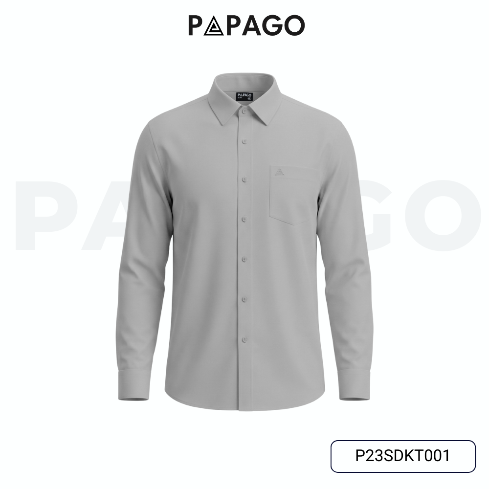 Áo sơ mi nam trung niên PAPAGO tay dài vải kate màu trơn - P23SDKT001_thumbnail_11