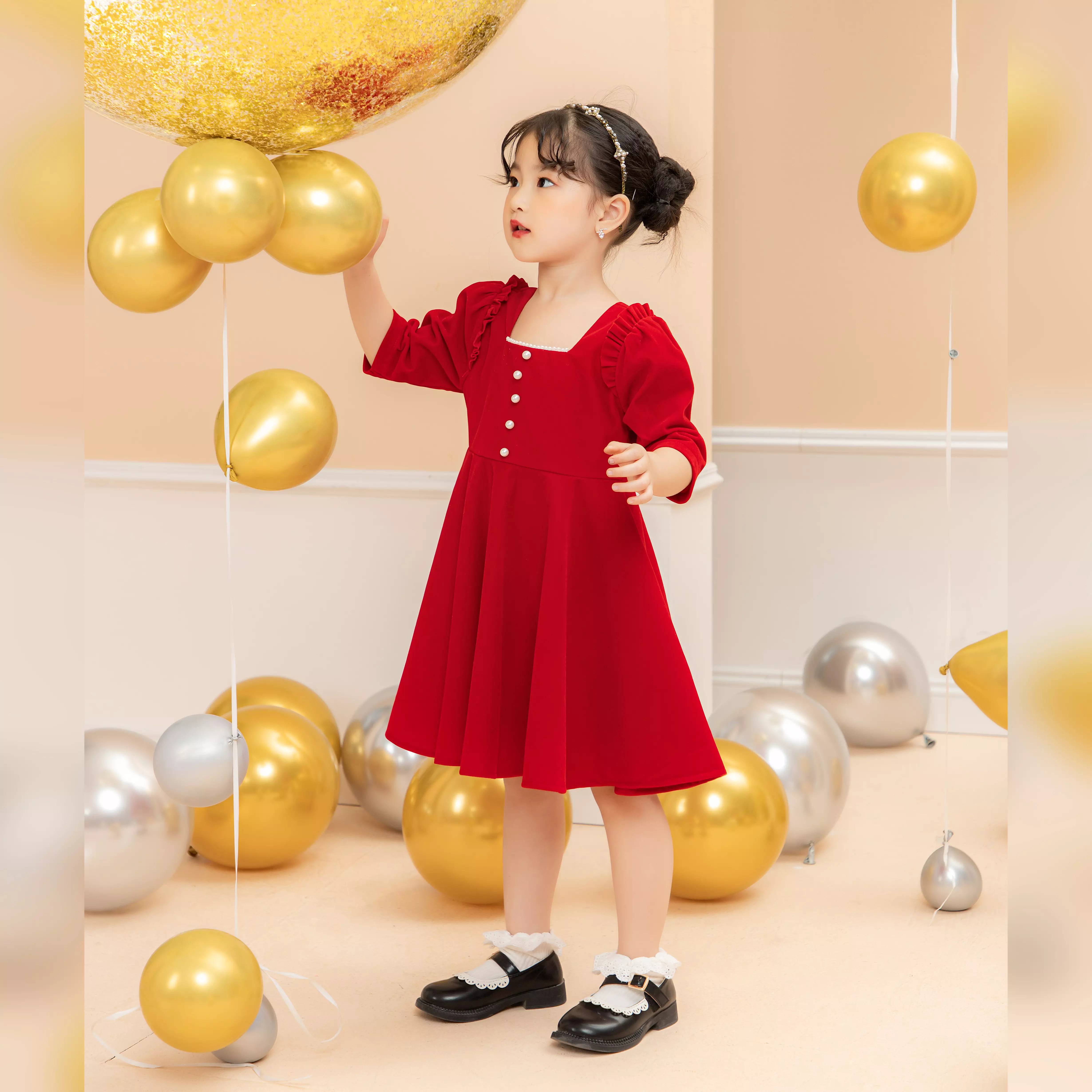 Váy nhung cổ vuông đính ngọc_thumbnail_3