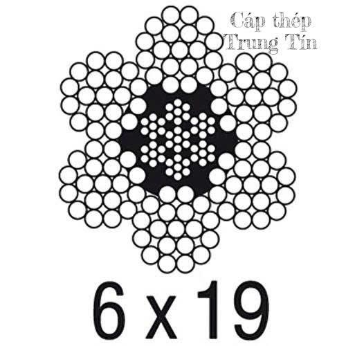 Cáp thép mạ kẽm cấu trúc 6×19 lõi đay (FC)