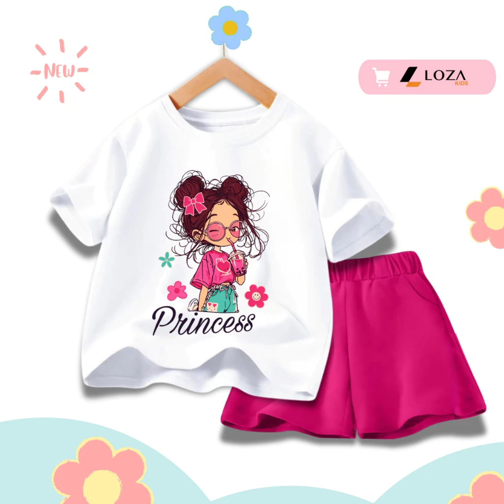 Set bộ bé gái hình CÔ GÁI PRINCESS - Loza Kids SB617 SB617