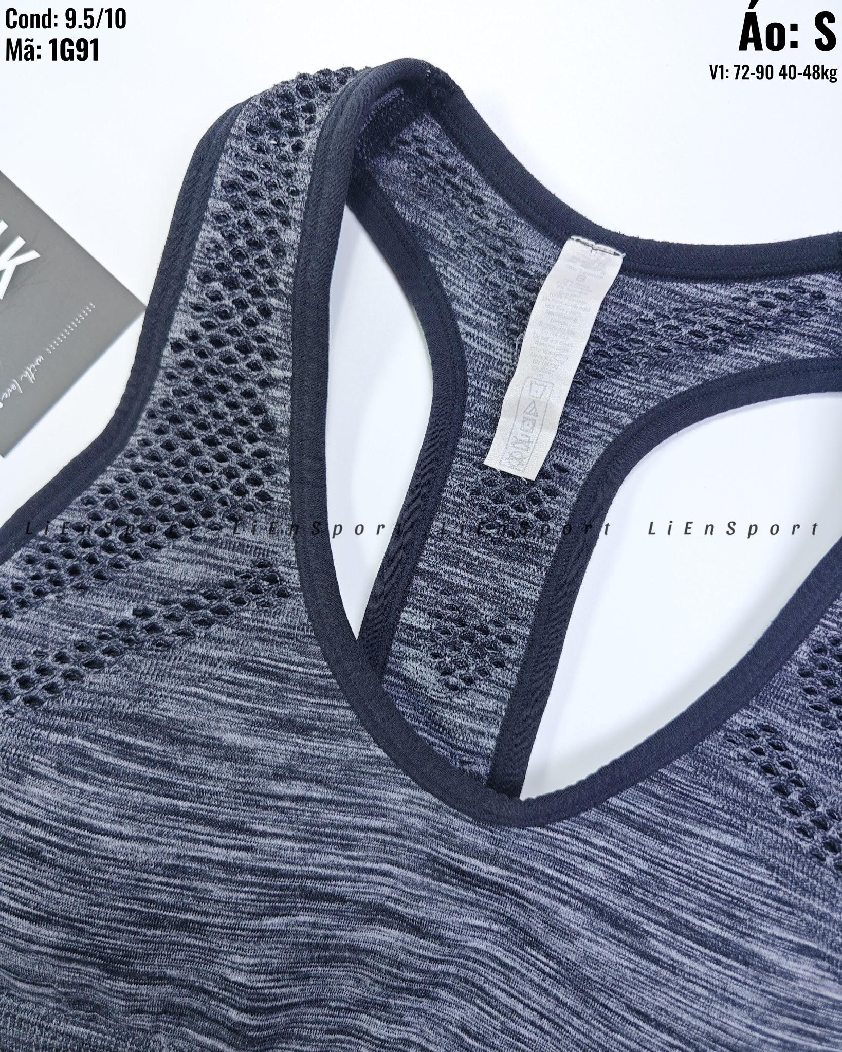 New Balance Áo bra thể thao Nữ Size S Xám phối đen Auth 2nd Lưng chữ X thoáng khí Vải co giãn tốt Họa tiết lưới sườn Phù hợp yoga gym chạy bộ Mã:1G91