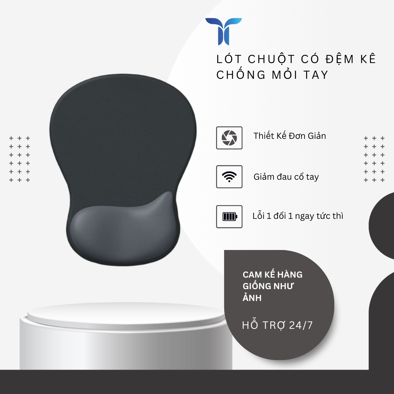 Tấm lót chuột máy tính công thái học đơn giản, Chống trượt và thoải mái thoải mái_thumbnail_1