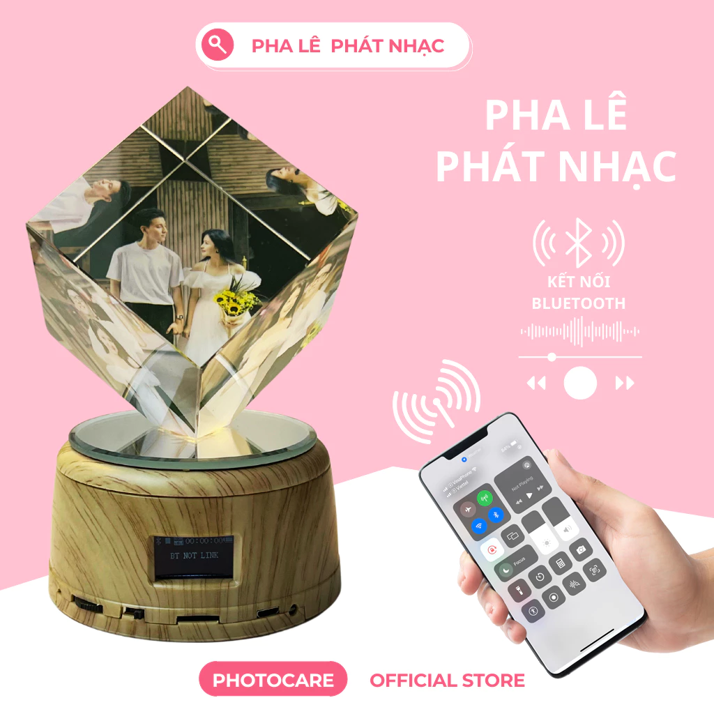 Pha Lê Lập Phương Đế Tự Xoay, Kết Nối Bluetooth Phát Nhạc - Pha Lê In Hình Theo Yêu Cầu - Đế Dùng Cả Pin Và Điện Sạc_thumbnail_3