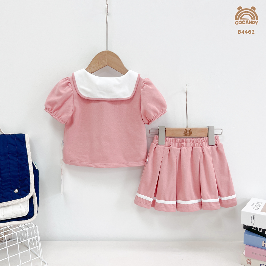 Bộ cộc HỒNG polo cổ sen khóa + chân váy_thumbnail_2