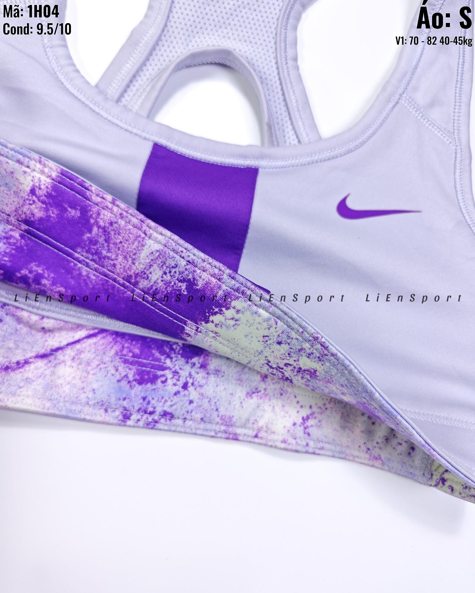 Nike Áo bra thể thao Nữ Size S Tím pastel trắng Auth 2nd Thiết kế 2 lớp nâng đỡ Quai chữ X lưng Vải co giãn thấm hút tốt Logo Swoosh ép nhiệt Phù hợp gym yoga chạy bộ Mã:1H04_thumbnail_4