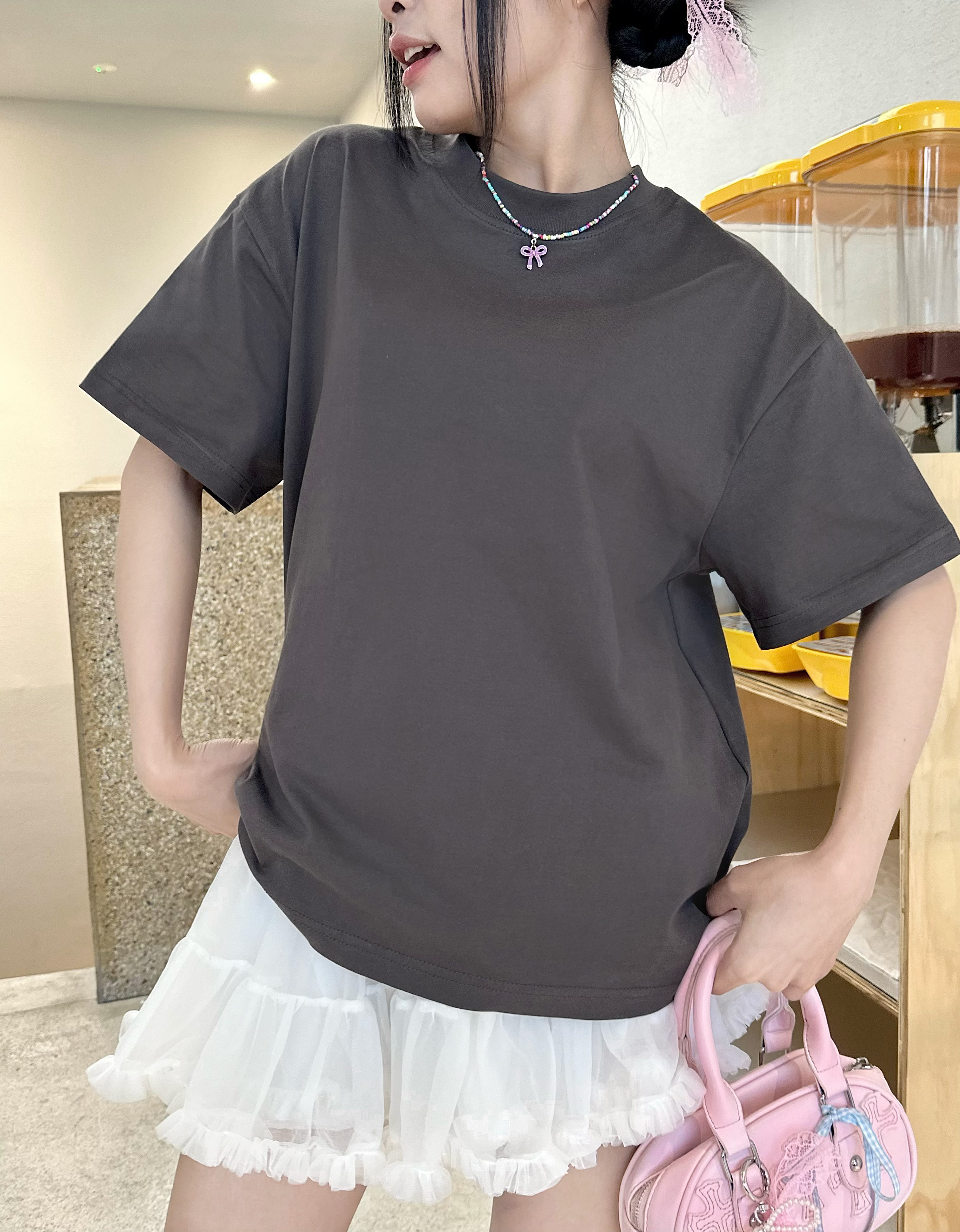 Áo thun trơn unisex form boxy AXT01 Miucho chất vải cotton co giãn 2 chiều_thumbnail_10