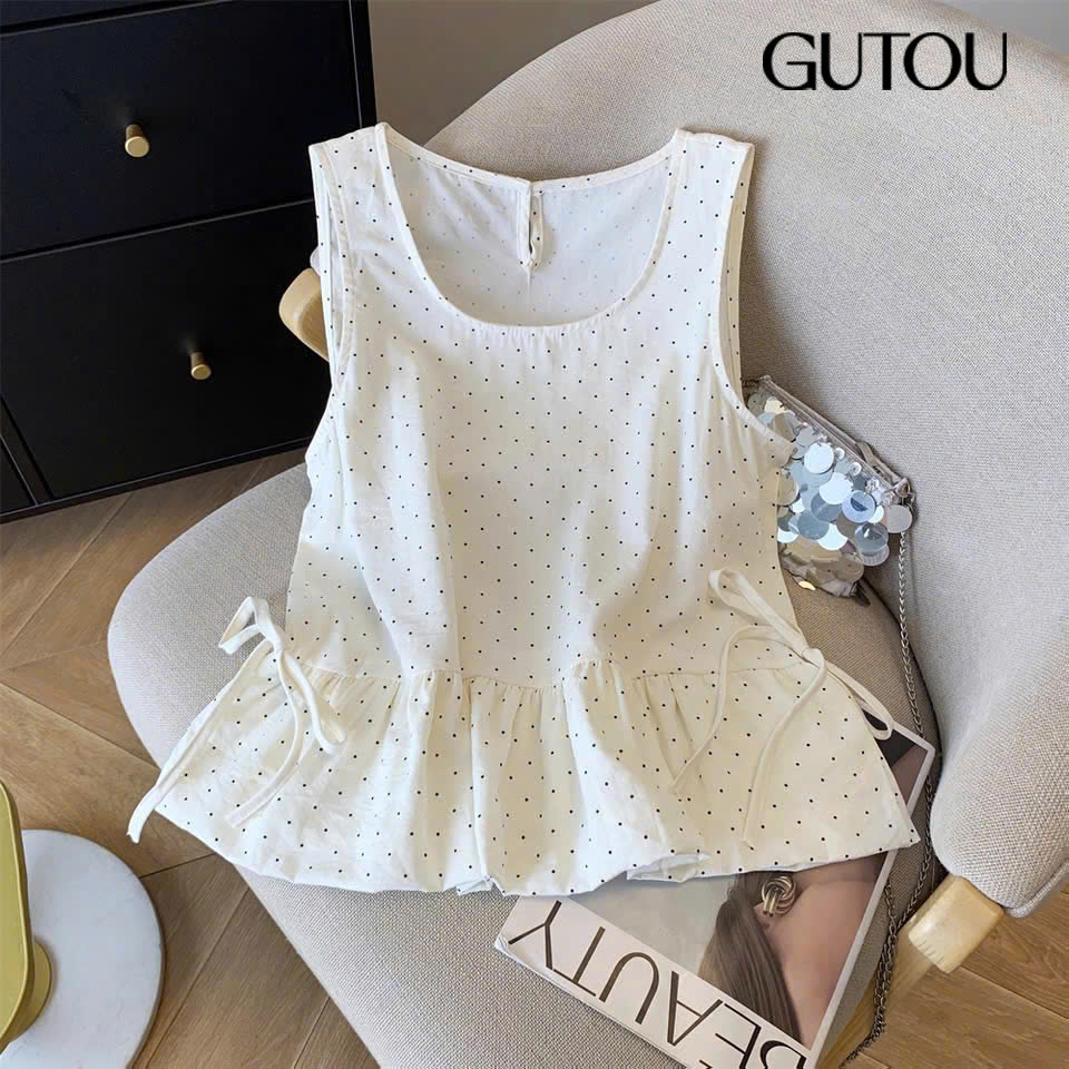 [ GUTOU ] Áo Chấm Bi Phối Bèo+Scrunchie_thumbnail_7