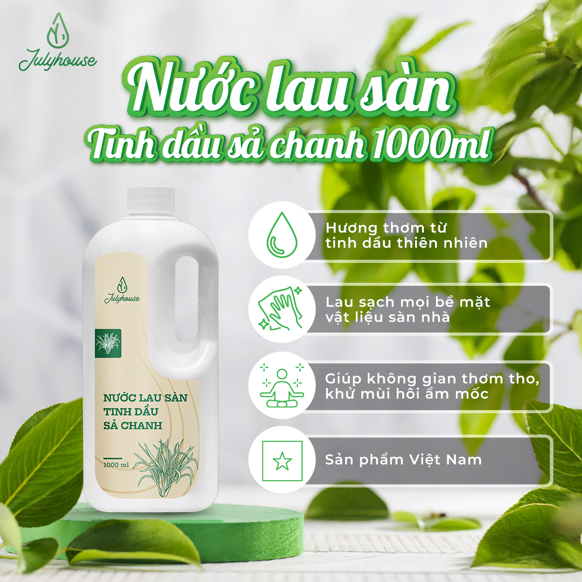 Nước lau sàn tinh dầu sả chanh 1000ml Julyhouse