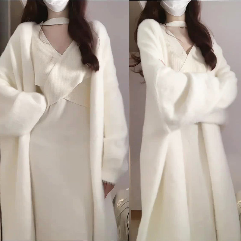 [MS000038] ✨ Bộ Váy Len Dáng Dài Dịu Dàng Cho Mùa Thu Đông