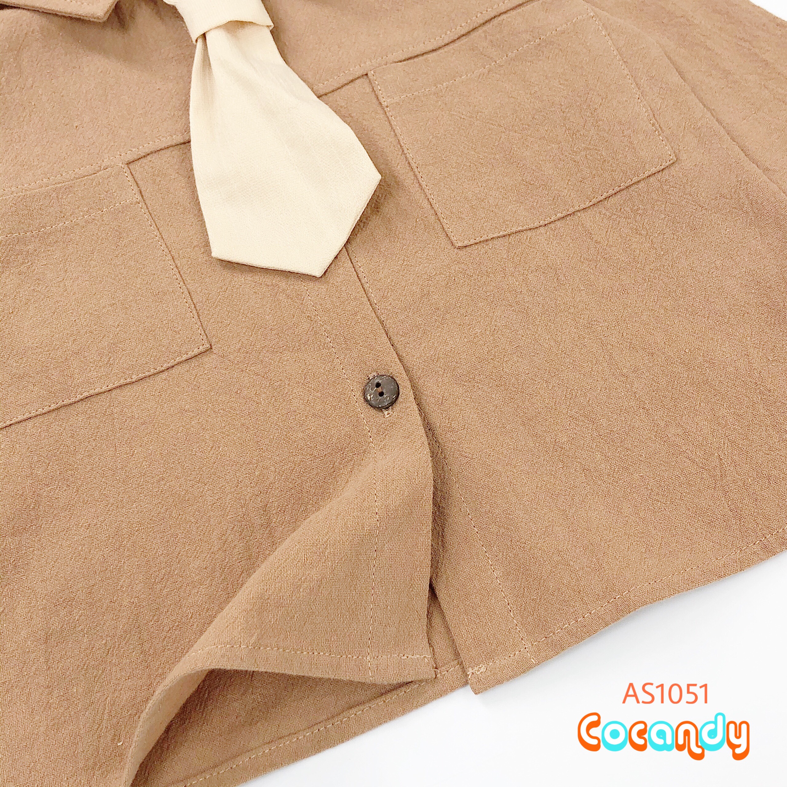 Áo dài sơ mi NÂU 2 túi_thumbnail_4