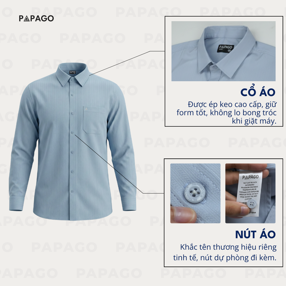 Áo sơ mi nam Trung niên thêu logo PAPAGO dài tay form rộng - P25SDTT001_thumbnail_2