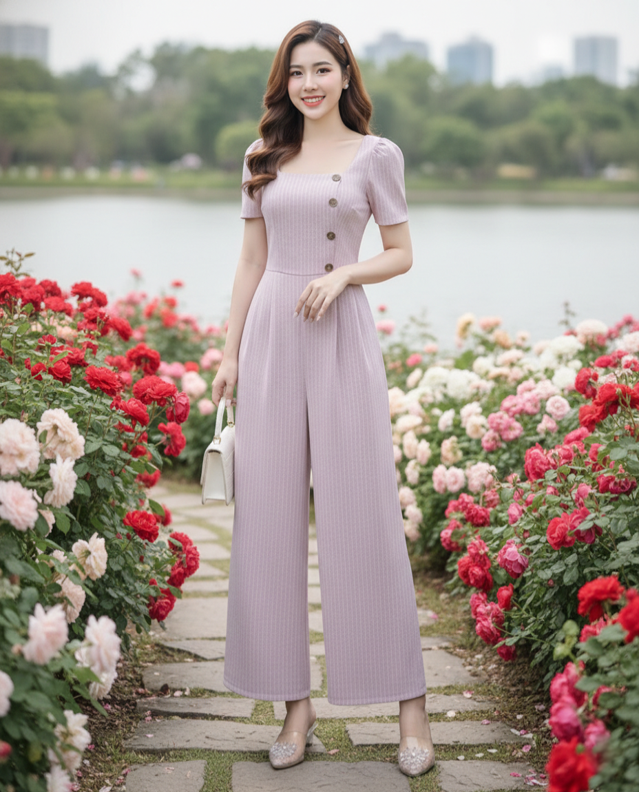 Jumpsuit lửng ống rộng cổ U phối nút ngực_thumbnail_6