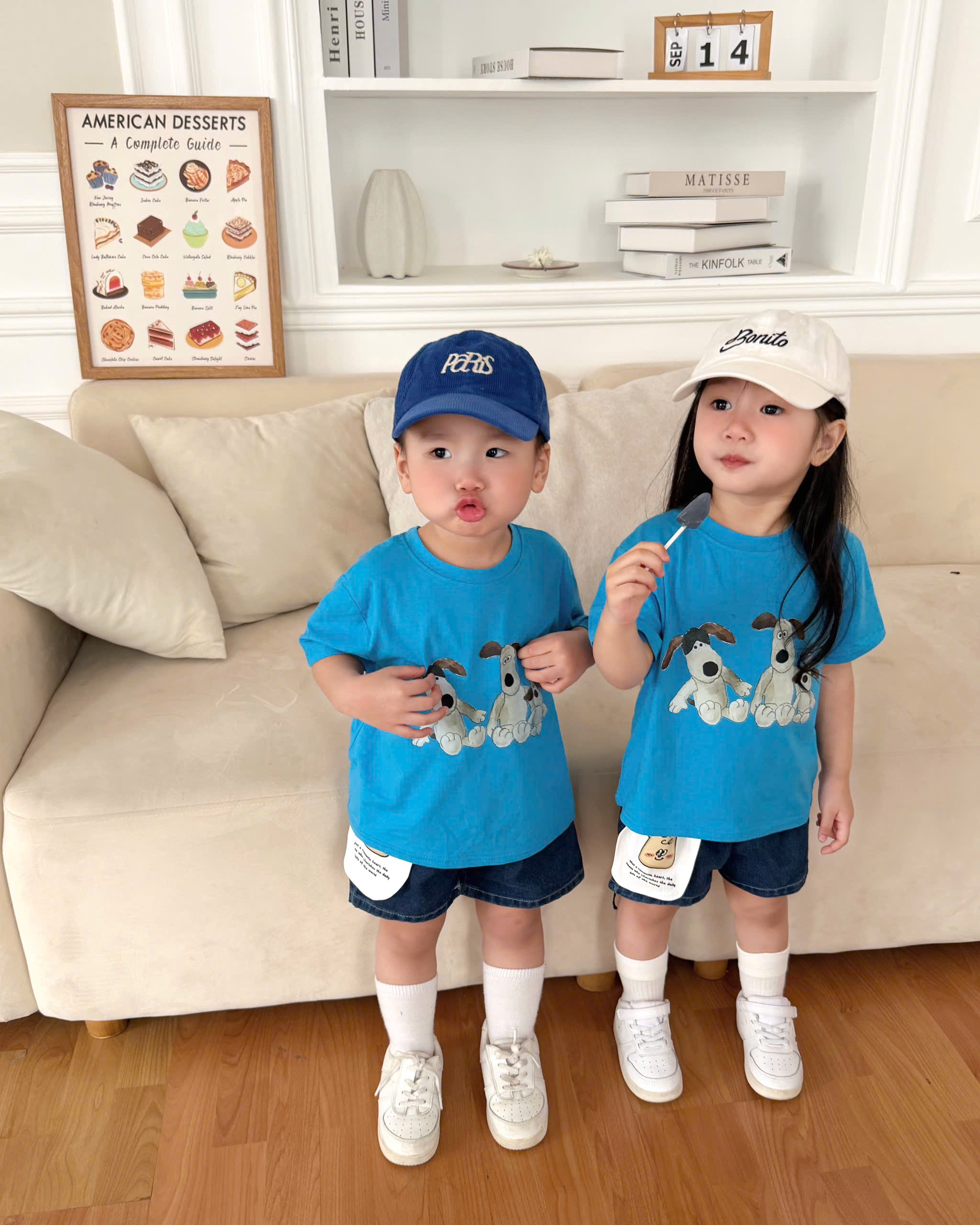 V66 BỘ CỘC QUẦN BÒ ÁO XANH 3 CHÚ CHÓ- A116.886